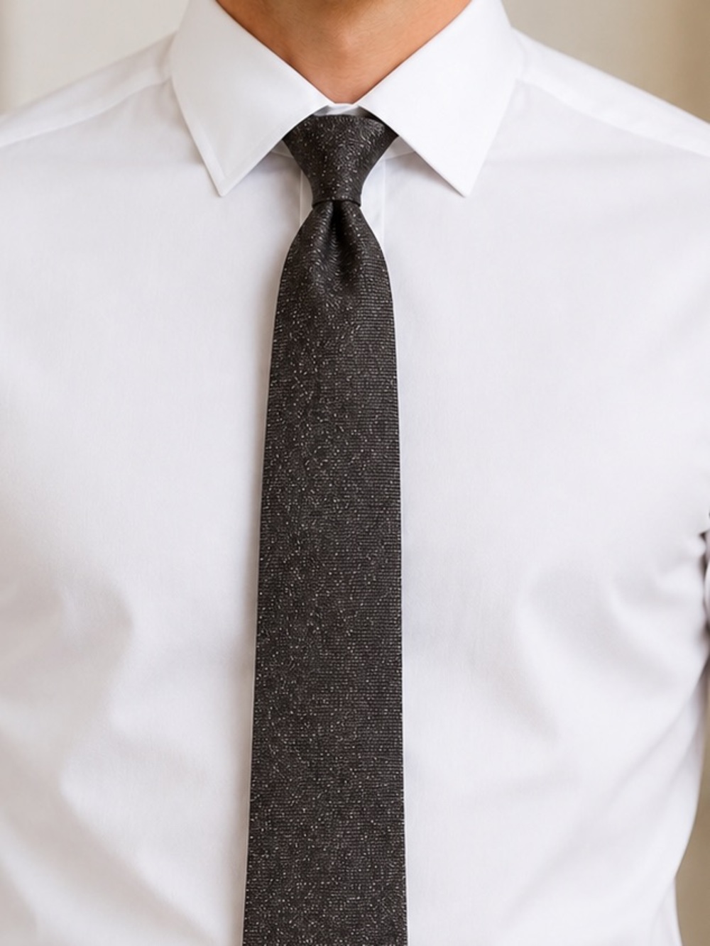 Isaia Seven-Fold Textured Silk Gray Tie